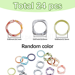 3 Styles Resin & Acrylic Finger Rings for Women&nbsp;RJEW-SC0001-23