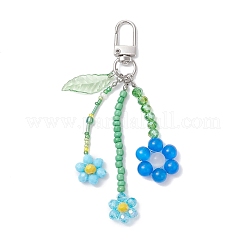 Cat Eye & Glass Seed Beaded Flower Pendant Decorations&nbsp;HJEW-TA00383-03