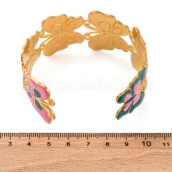 304 Stainless Steel Enamel Cuff Bangles for Women&nbsp;BJEW-P347-01G-A