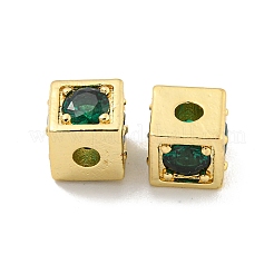 Brass Micro Pave Green Cubic Zirconia Beads&nbsp;KK-B096-20G