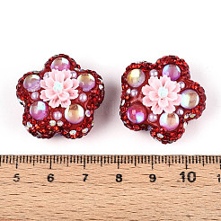 Flower Shape Polymer Clay Rhinestone Beads&nbsp;CLAY-U023-01A