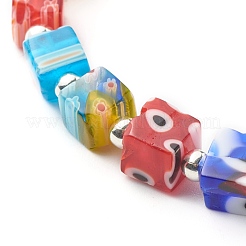 Handmade Millefiori Lampwork Beads Stretch Bracelet for Teen Girl Women Gift&nbsp;BJEW-JB06847-04