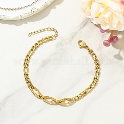 304 Stainless Steel Figaro Chains & Hollow Cross Link Chains Bracelets for Women&nbsp;BJEW-JB13975