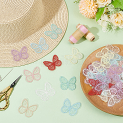 48Pcs 8 Colors Butterfly Shape Cloth Embroidery Applqiues&nbsp;PATC-FG0002-16