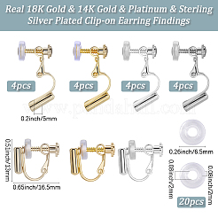 16Pcs 4 Styles Rack Plating Brass Clip-on Earring Converters Findings&nbsp;KK-BBC0019-59