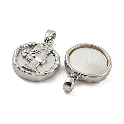 Brass Pave Shell Pendants&nbsp;KK-G490-36P