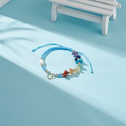 Natural Mixed Stone & Freshwater Pearl Braided Bead Bracelets&nbsp;BJEW-JB08720-02