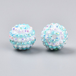 Stripe Pattern Resin AB Rhinestone Round Beads&nbsp;RESI-S313-18x20-15