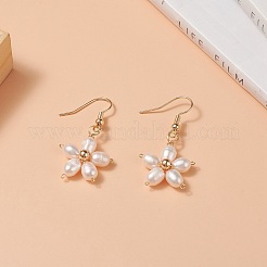 Natural Pearl Flower Dangle Earrings&nbsp;EJEW-JE05207