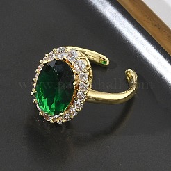 Brass Micro Pave Cubic Zirconia Cuff Open Rings for Women&nbsp;RJEW-L343-17G-08