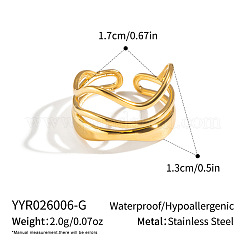 304 Stainless Steel Layered Waved Cuff Rings&nbsp;IP1219-1