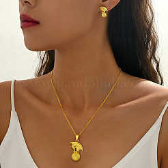 Brass Round Pendant Necklace & Stud Earrings Sets for Women&nbsp;SN1868