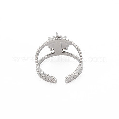 201 Stainless Steel Open Cuff Finger Ring Enamel Settings&nbsp;LS-STAS-S119-159B-P