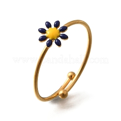 Daisy 304 Stainless Steel Enamel Open Cuff Rings for Women&nbsp;RJEW-M061-01G-03