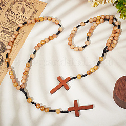 Wood Cross Hanging Pendant Decorations&nbsp;HJEW-AR0001-12