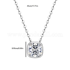 925 Sterling Silver Crystal 2CT Moissanite Square Pendant Necklaces for Women Casual Jewelry&nbsp;RU6226