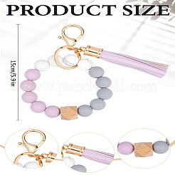 1Pc Silicone Beaded Keychain Wristlet&nbsp;KEYC-LP0001-16