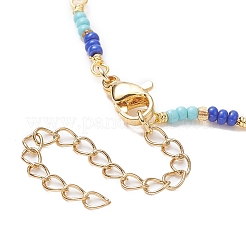 Brass Evil Eye & Glass Beaded Chain Necklace&nbsp;NJEW-JN04312