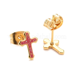 304 Stainless Steel Enamel Stud Earrings&nbsp;EJEW-B009-15G