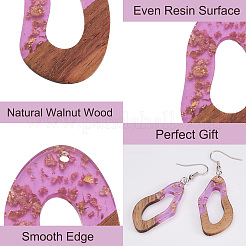 30Pcs 15 Style Transparent Resin & Walnut Wood Pendants&nbsp;RESI-FW0001-03