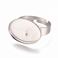 Non-Tarnish Adjustable 201 Stainless Steel Finger Rings Components&nbsp;STAS-I137-10P-01A