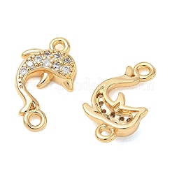 SHEGRACE Brass Micro Pave Clear Cubic Zirconia Dolphin Links Connector Charms&nbsp;XGRQ3K383-568G