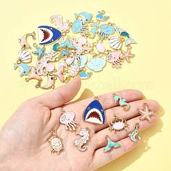 40Pcs 20 Styles Sea Animals Alloy Enamel Pendants&nbsp;ENAM-FS0003-49