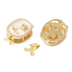 Brass Micro Pave Clear Cubic Zirconia with Enamel Box Clasps&nbsp;KK-G505-02G