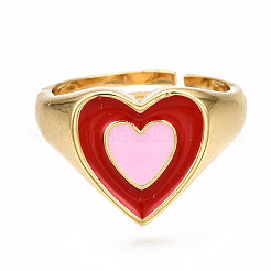 Adjustable Brass Enamel Finger Rings&nbsp;RJEW-N035-023-NF