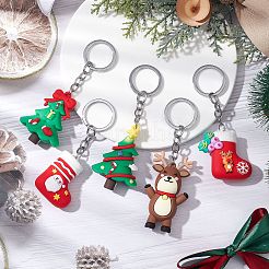 10Pcs 10 Styles Christmas Themed PVC Plastic Keychain&nbsp;KEYC-JKC00869