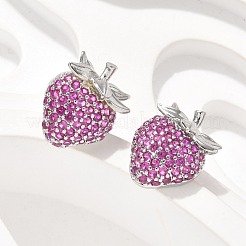 Brass Micro Pave Cubic Zirconia Stud Earrings&nbsp;EJEW-Q015-13P-01