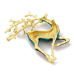 Golden Tone Christmas Deer Alloy Enamel Pins for Women&nbsp;JEWB-M043-15G-01