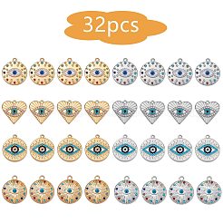 32Pcs 8 Style Rack Plating Alloy Enamel Pendants&nbsp;FIND-SZ0006-02