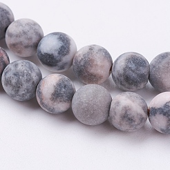 Natural Pink Zebra Jasper Beads Strands&nbsp;X-G-J376-46F-6mm