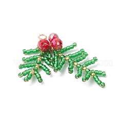 Glass Seed Beaded Leaf Pendants&nbsp;PALLOY-MZ00958