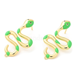 Enamel Snake Stud Earrings with Rhinestone&nbsp;EJEW-D059-03