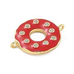 Rack Plating Brass Clear Cubic Zirconia Donut Connector Charms&nbsp;KK-A234-030G-02