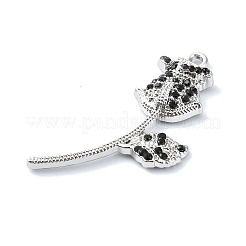 Rack Plating Alloy with Black Rhinestone Pendants&nbsp;FIND-Z051-01P-02