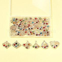 30Pcs 6 Styles Iron & Glass Pendants&nbsp;IFIN-FS0001-52