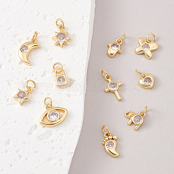 22Pcs 11 Styles Brass Micro Pave Clear Cubic Zirconia Charms&nbsp;FIND-GA0004-46
