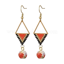 304 Stainless Steel with Cylinder Seed Beads Dangle Earrings&nbsp;EJEW-MZ00810-02