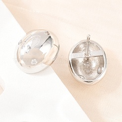 Oval Brass Micro Pave Cubic Zirconia Stud Earrings&nbsp;EJEW-Z164-17P-01