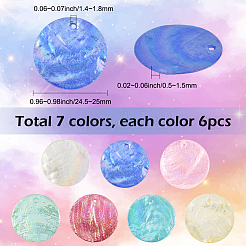 42Pcs 7 Colors Natural Capiz Shell Pendants&nbsp;BSHE-SC0001-30