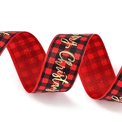 20 Yards Merry Christmas Printed Polyester Grosgrain Ribbons&nbsp;OCOR-K005-02B