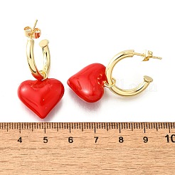 Brass Enamel Dangle Stud Earrings for Women&nbsp;EJEW-G430-03G