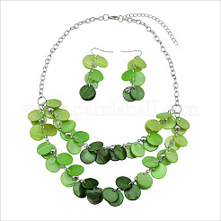 Flat Round Shell Dangle Earrings & Double Layer Necklaces Sets&nbsp;FS-WG04E23-03