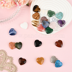 24Pcs 24 Styles Heart Mixed Gemstone & Porcelain Palm Stones&nbsp;G-SP0001-29