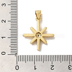 Star Rack Plating Brass Micro Pave Clear Cubic Zirconia Pendants&nbsp;KK-K377-51G