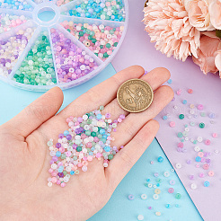 10 Setes 10 Colors Transparent Frosted Glass Round Seed Beads&nbsp;GLAA-PH0003-44B