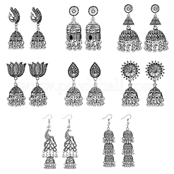 8 Pairs 8 Style Alloy Bell Chandelier Earrings Set&nbsp;EJEW-FI0002-93